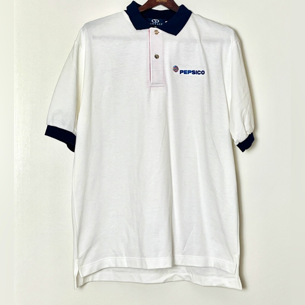 NWOT PepsiCo Polo Shirt Men’s Medium White Logo‎ Americana Workwear Branded